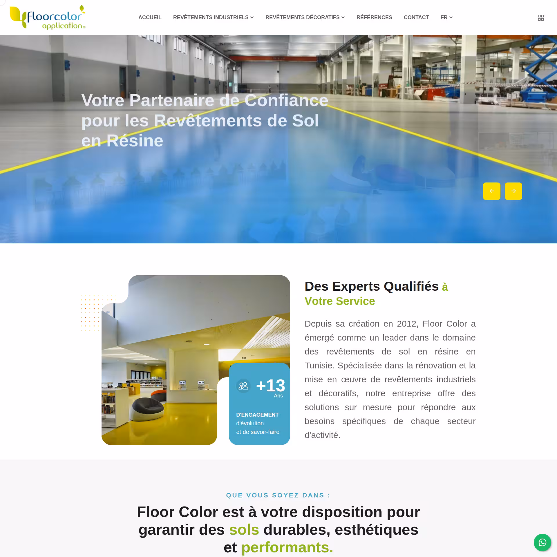 Page d’accueil du site Floor Color (floorcolor.tn) réalisé par MCS