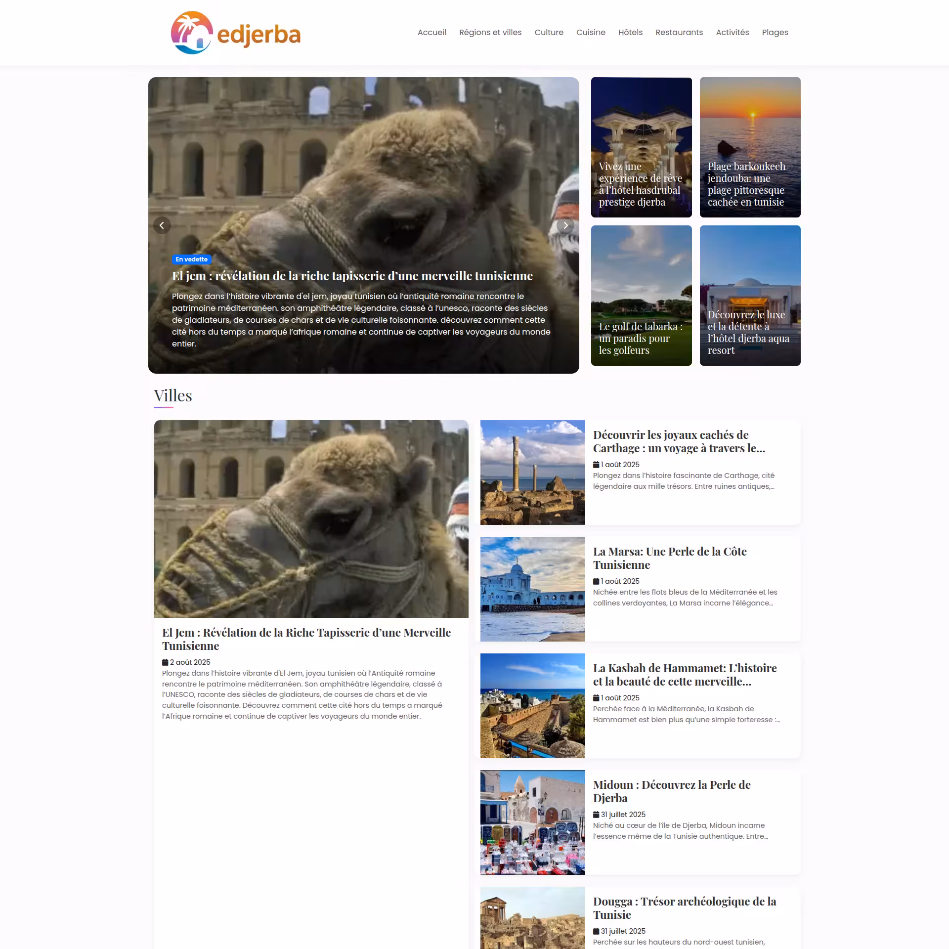 Page d’accueil du site Edjerba.com (edjerba.com) réalisé par MCS