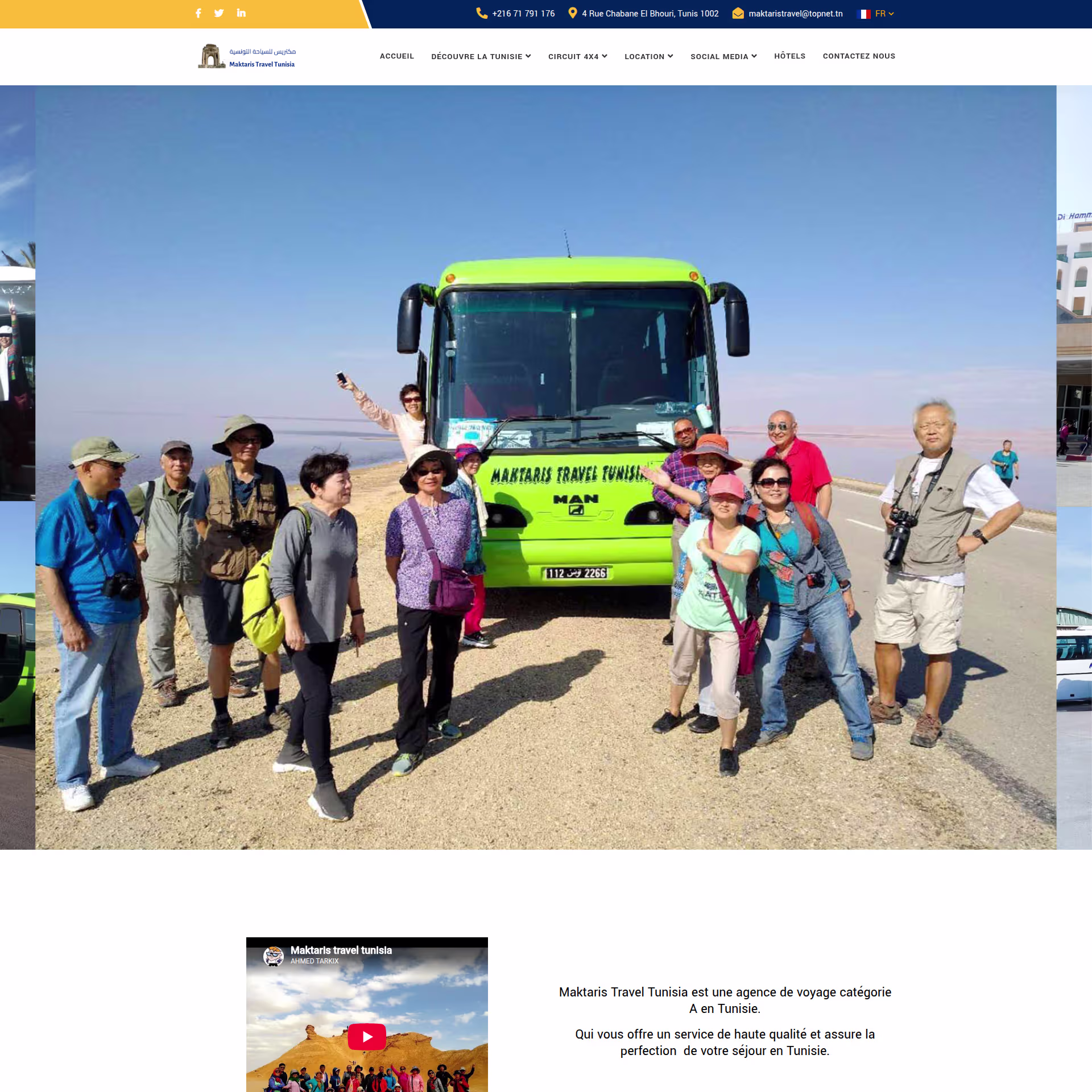 Page d’accueil du site Maktaris Travel (maktaristravel.com) réalisé par MCS