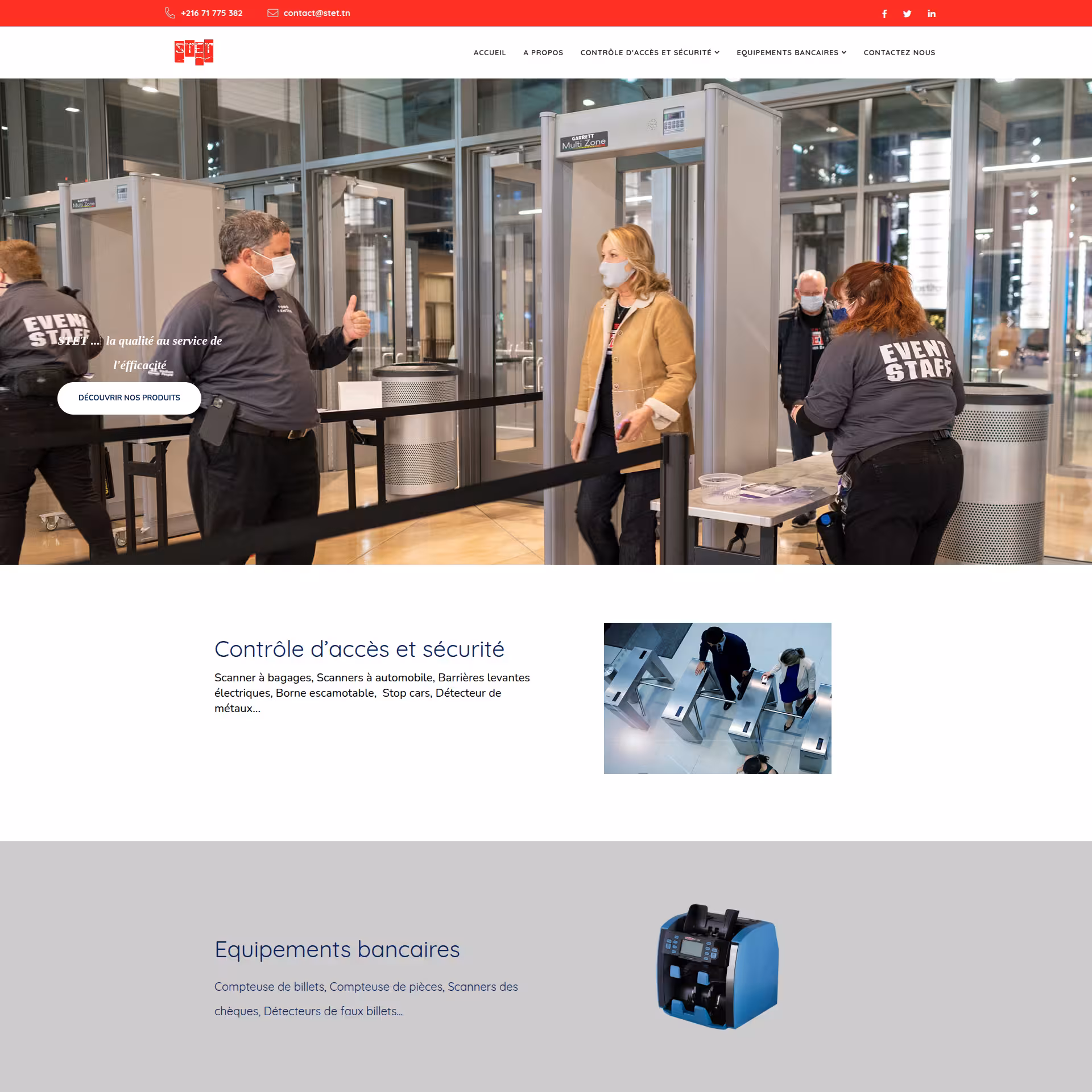 Page d’accueil du site STET (stet.tn) réalisé par MCS